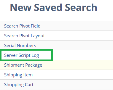 Server Script Log Search Type